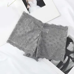 2024 Women’s Comfortable High Waist Panties Breathable Solid Color Soft Strech Underpants Hollow Out Lace Female Boyshorts