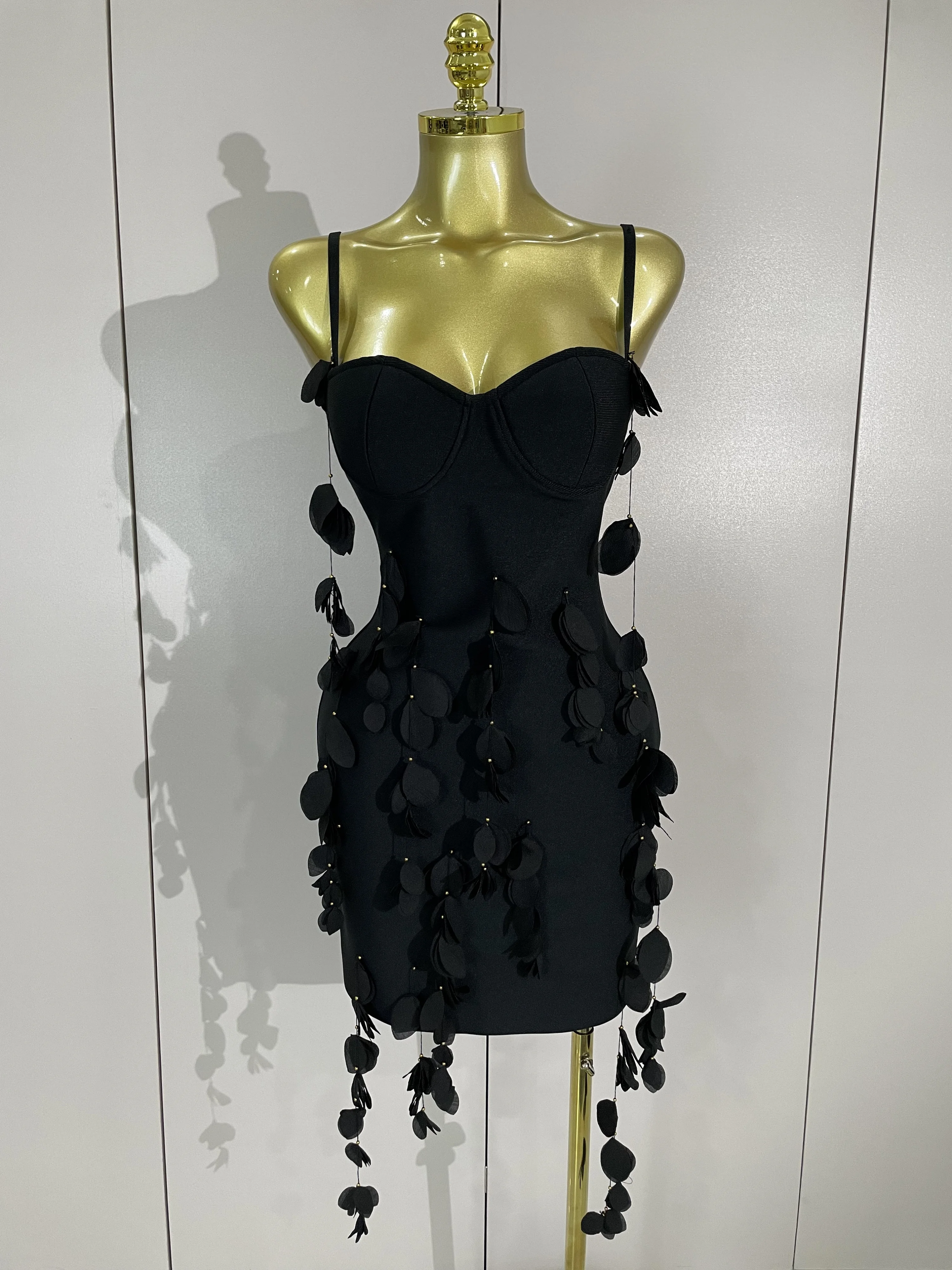 Sexy Halter Backless Black Tassel Bodycon Bandage Mini Dress Women Elegant Prom Gown Club Evening Party Birthday Dresses