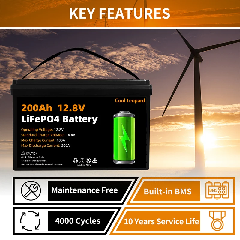 بطارية ليثيوم فوسفات الحديد ، بطارية LiFePO4 القابلة لإعادة الشحن ، المدمج في BMS ، 12.8 فولت ، RV ، عربة الغولف ، محرك القوارب ، النظام الشمسي ، 12 فولت