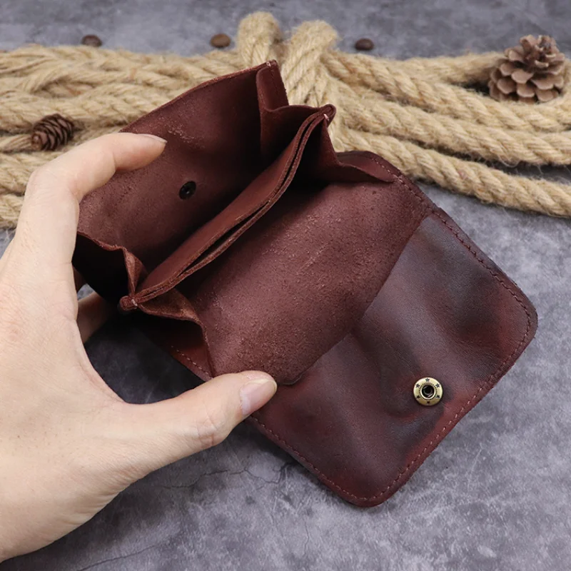 Genuine Leather Vegetable-Tanned Leather Card Holder Japanese Punk Style Multi-Layer Storage Vintage Genuine Leather Card Holder