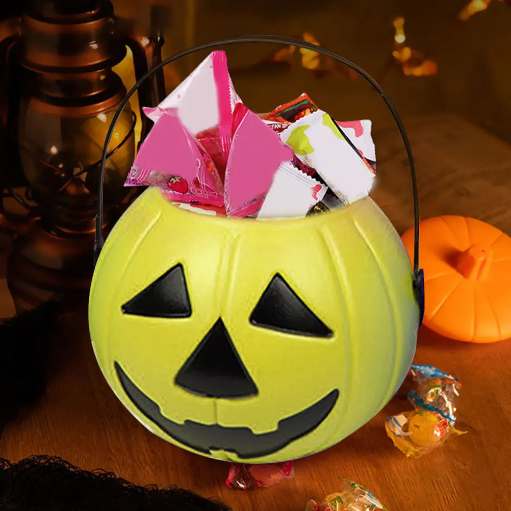 

3pcs Pumpkin Bucket Candy Box Halloween Decor Plastic Buckets Handles Creative Candy Container Party Favor Storage Gift
