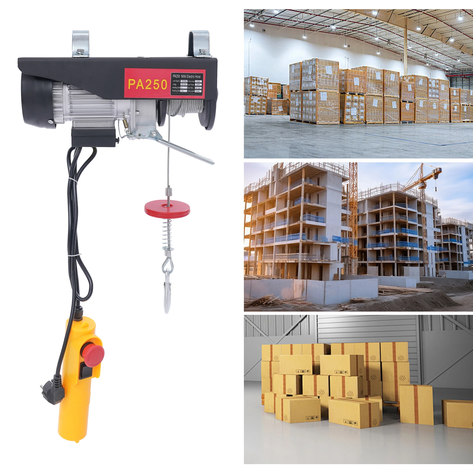 Treuil électrique de grue de levage de câble de grue de levage pour l'ascenseur de garage de voiture avec le lève-télécommande filaire, 220V