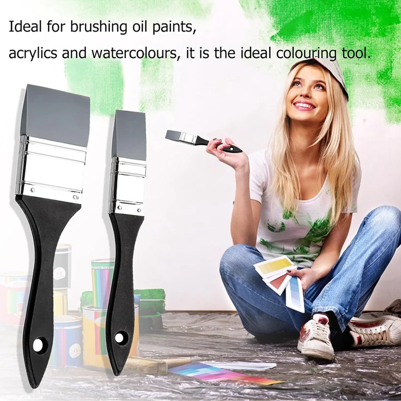 2 Piece Paint Brushes, Silica Gel 1 Inch And 2 Inch Flat Silicone Paint Brushes, Wide And Narrow Solid Flexible Paintbrush Set