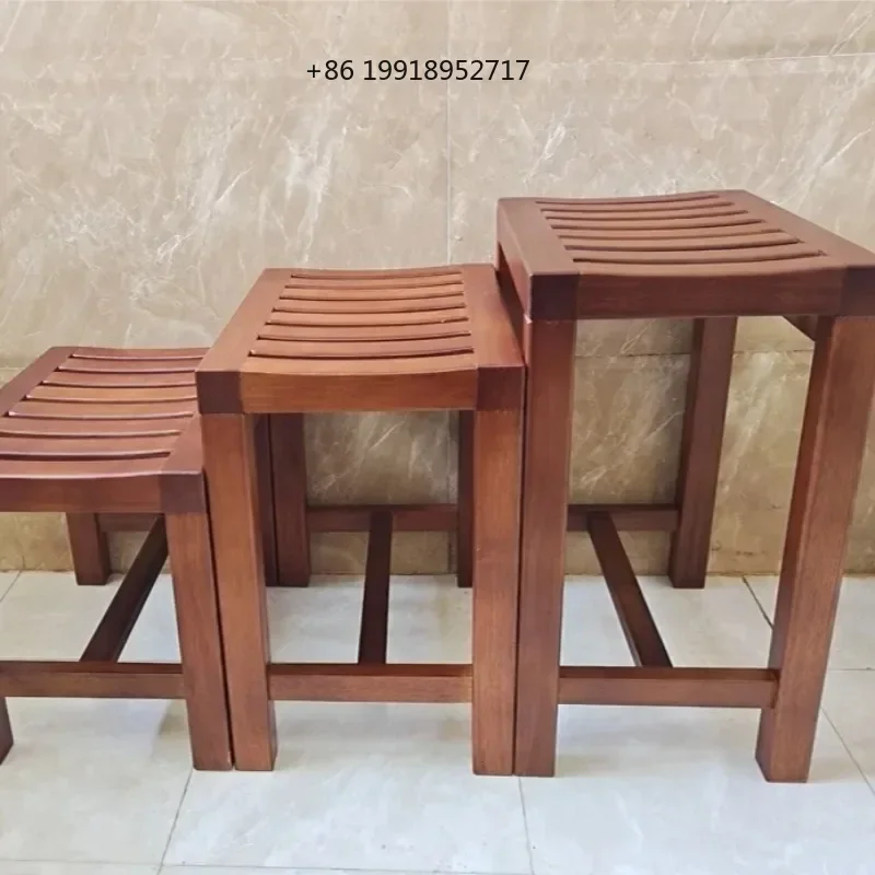 Anti-Slip Bath Stool Waterproof Solid Wood Shower Seat Multi-Functional Shower Bench for Elderly/Pregnant Durable Home Furniture