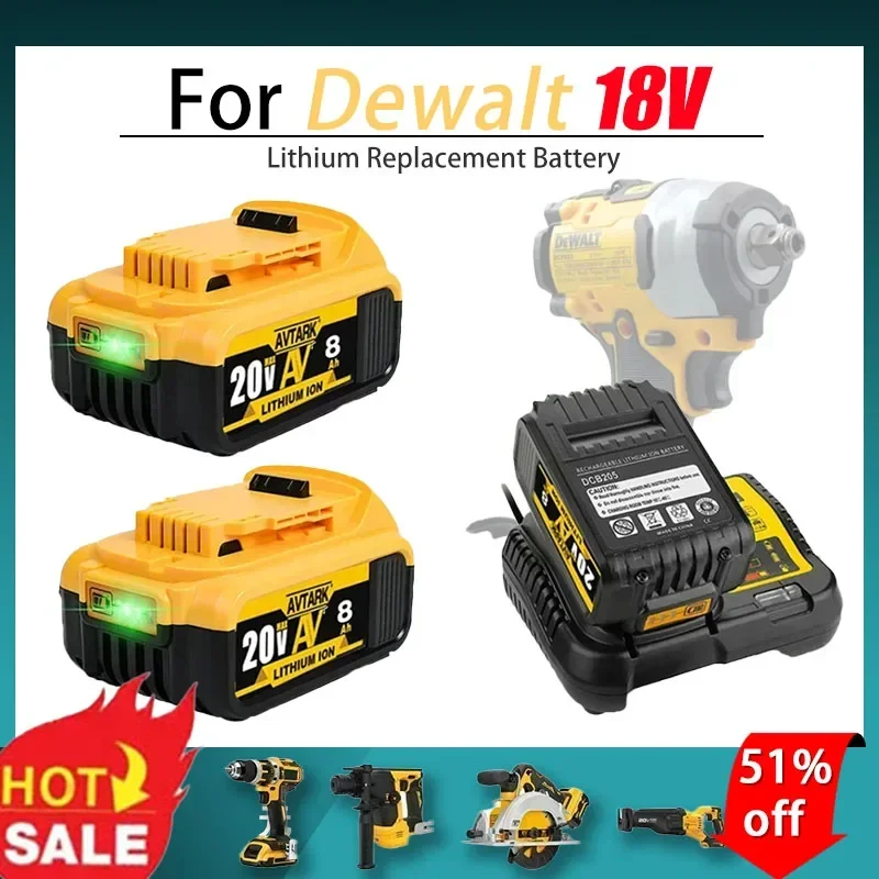 

20V 8000mAh Lithium Replacement Battery For Dewalt 18V DCB200 DCB184 DCB200 DCB182 DCB180 DCB181 DCB182 DCB201 Battery