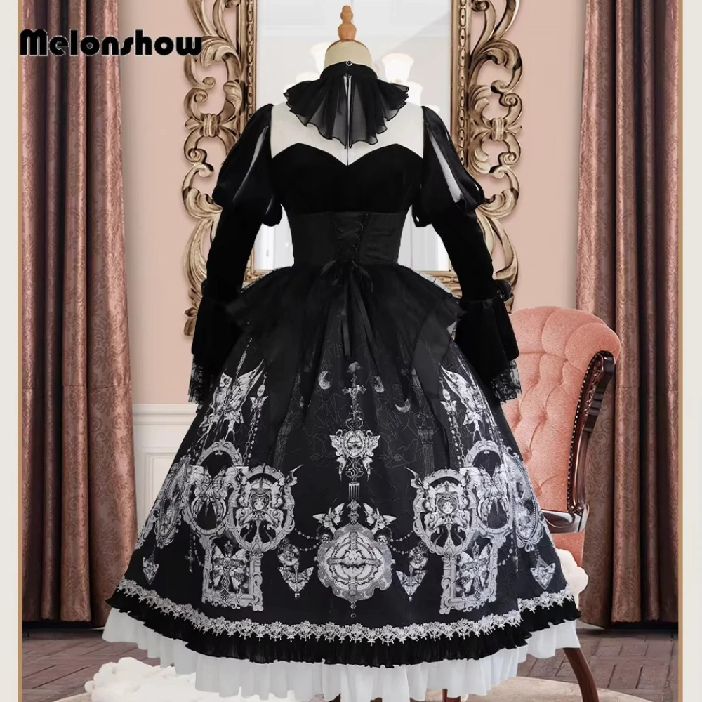 Melonshow Lolita Dry Bone Banquet Cosplay Costumes  Vintage Elegant Dress Cosplay Anime  Halloween  Party Women Dress