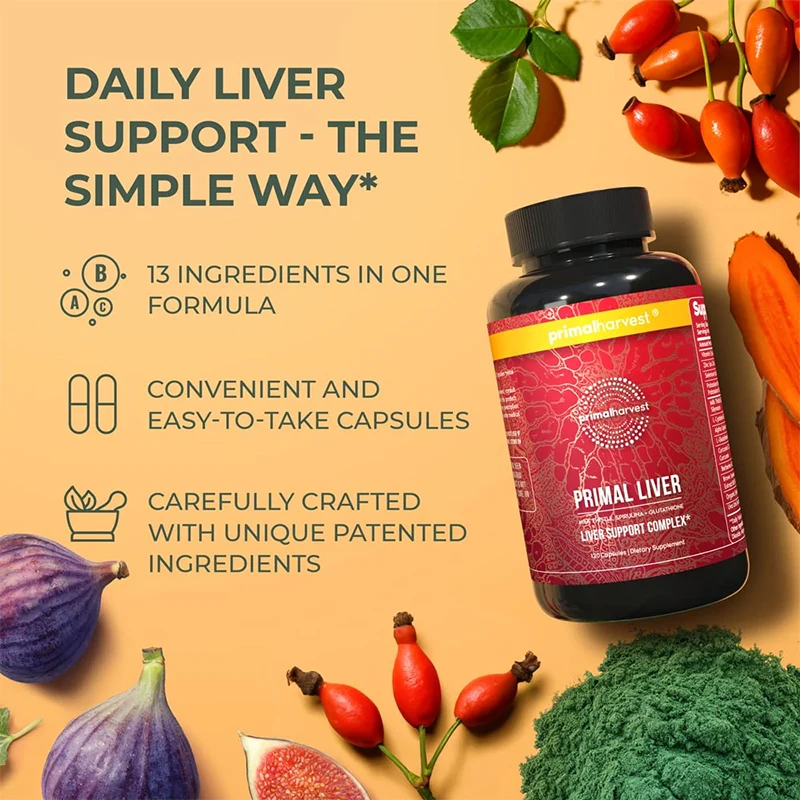 Primal Harvest Primal Liver Contains Alpha-lipoic Acid, L-glutathione, Milk Thistle and Spirulina for Men and Women