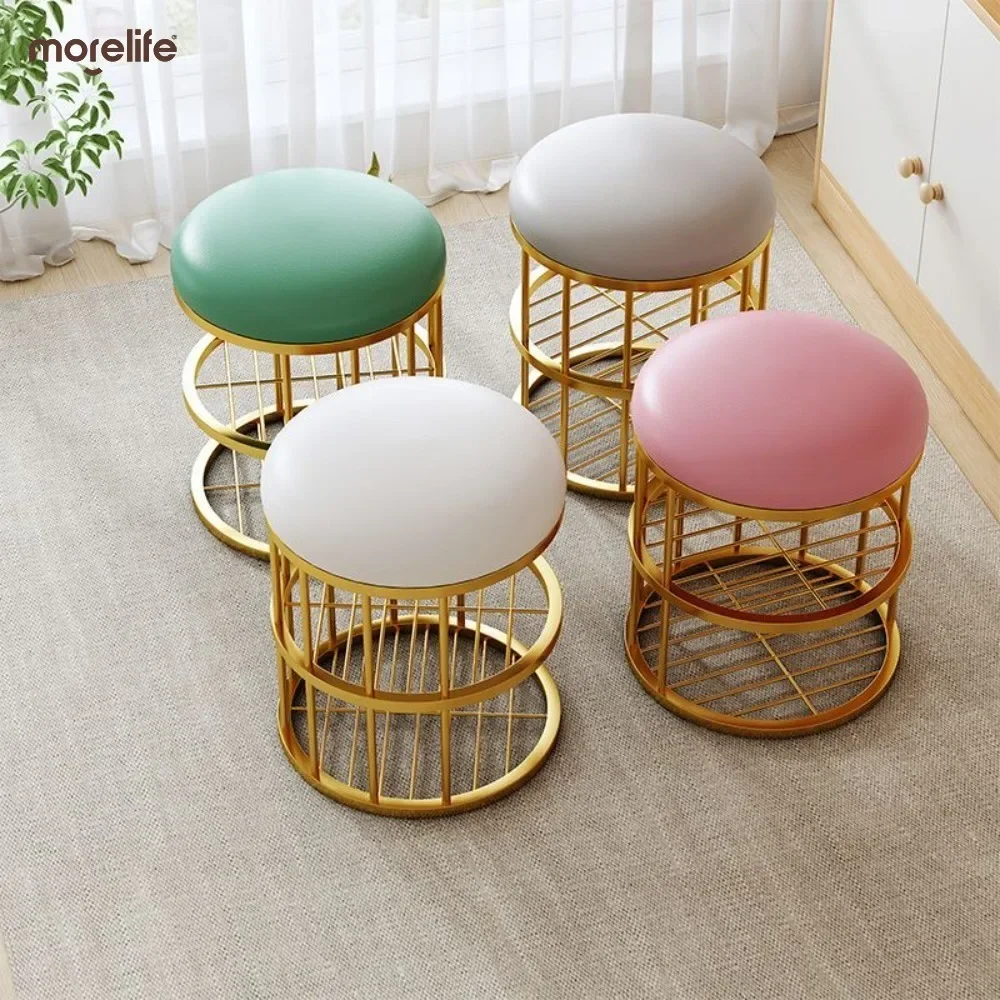 

Light Luxury Foot Stool Layer Hallway Ottoman Load-bearing Changing Shoe Stool Comfortable Cushion Stool Stable Home Furniture