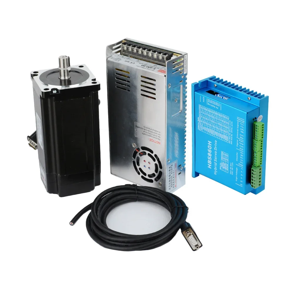1 set 4 stks NEMA 34 gesloten lus stappenmotor met HBS860H drive (8-dial plastic omhulsel) met mach3