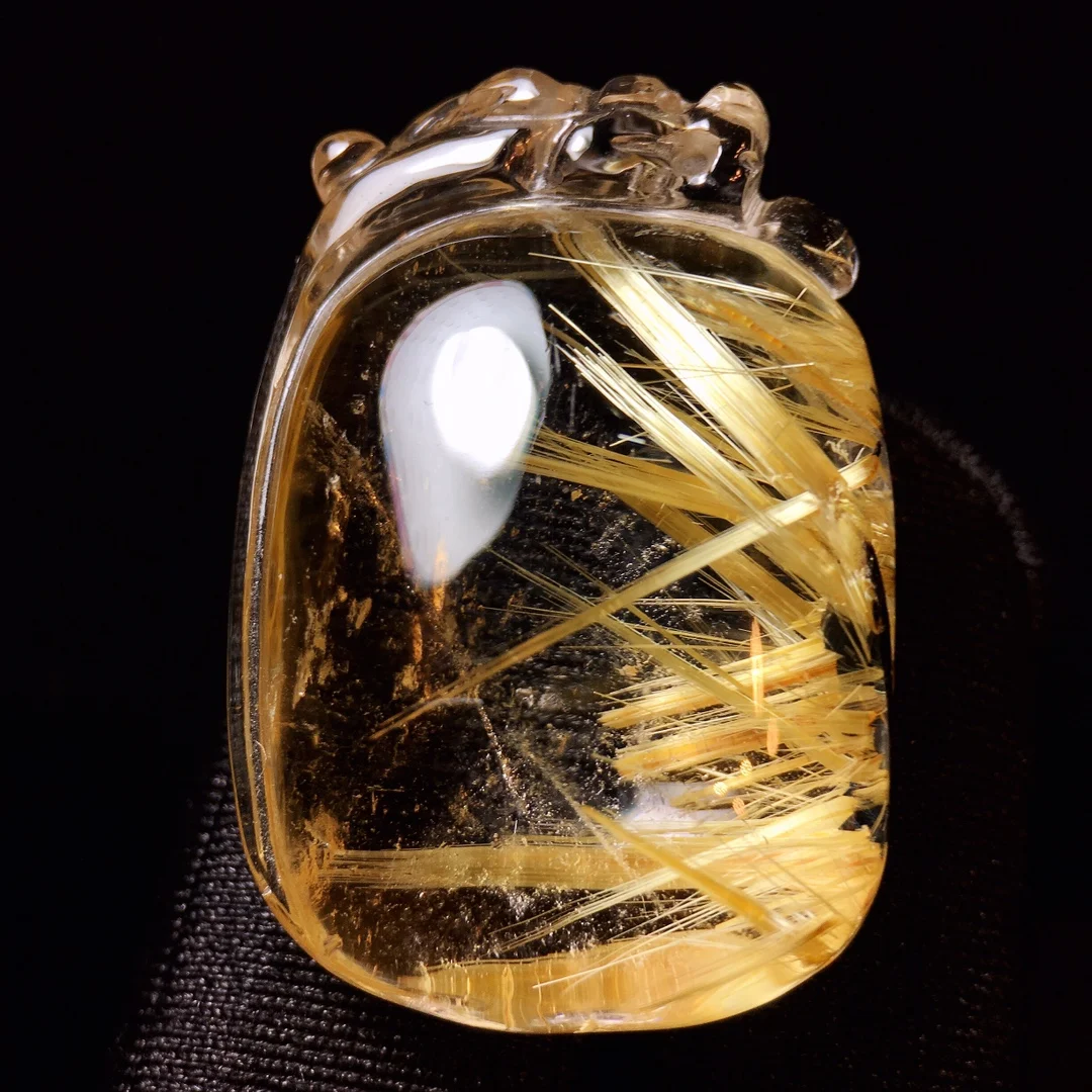 Natural Gold Rutilated Quartz Pendant Rutilated Jewelry 35*24*12mm Men Women Brazil AAAAAAA