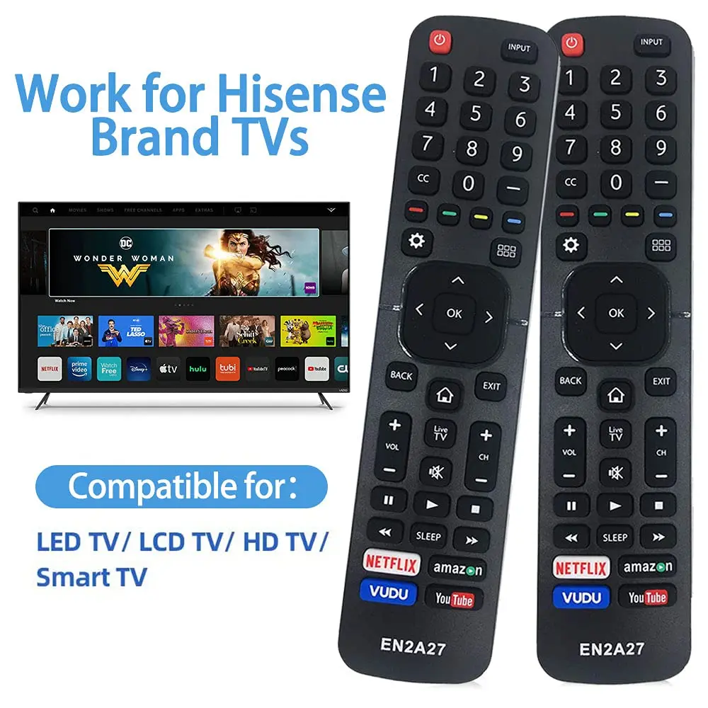 EN2A27 SMATAR New Replacement Hisense TV Remote Control for Hisense 4K LED Smart TVs EN2A127H EN2A27HT EN2AN27H EN2AS27H EN2D27