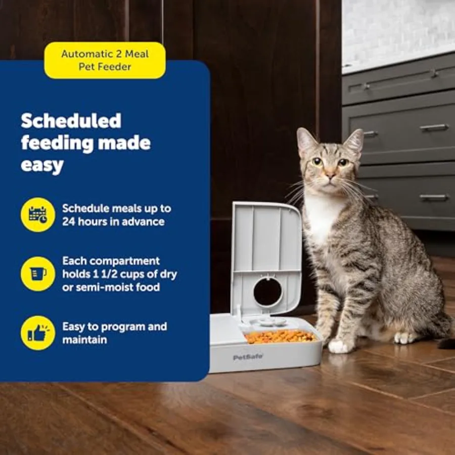 【Spot goods】Analog 2 Meal Programmable Pet Feeder Automatic Dog and Cat Feeder - Dry or Semi-Moist Pet Food Dispenser Slow Feed view 2