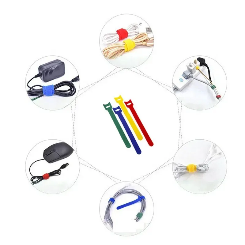 50/100Pcs  Random color data cable computer cable storage classification management tape self-adhesive