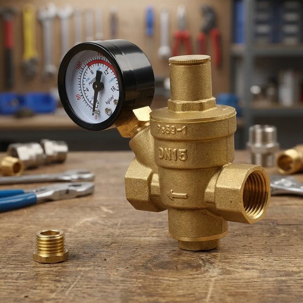 Adjustable Valve Adjustable Pressure Control Yellow Brass Pressure Reducer 1 2-Inch Connection For Home Improvement