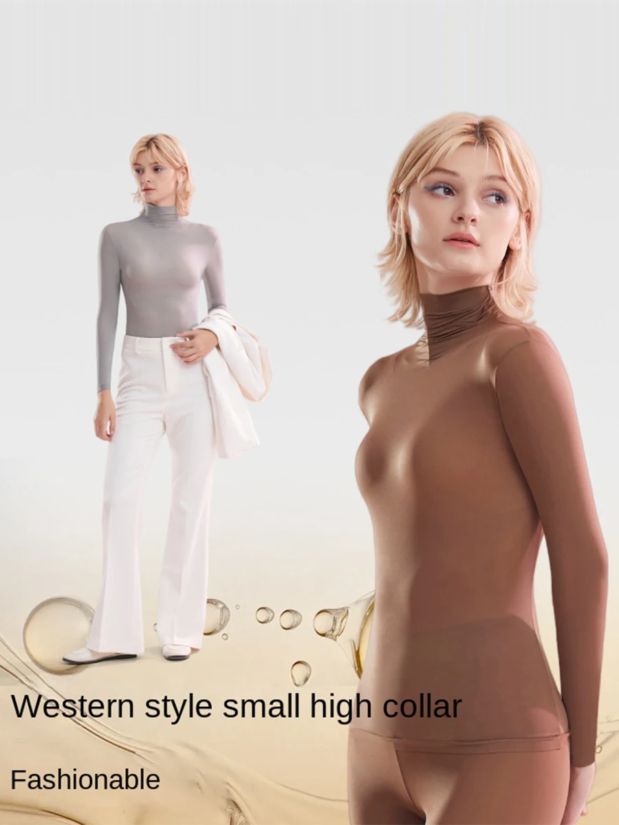 الخريف والشتاء المرأة الملابس الداخلية الدافئة ضئيلة ضيق قاع معطف طويل الأكمام قاع قميص البلوز الملابس الدافئة المرنة