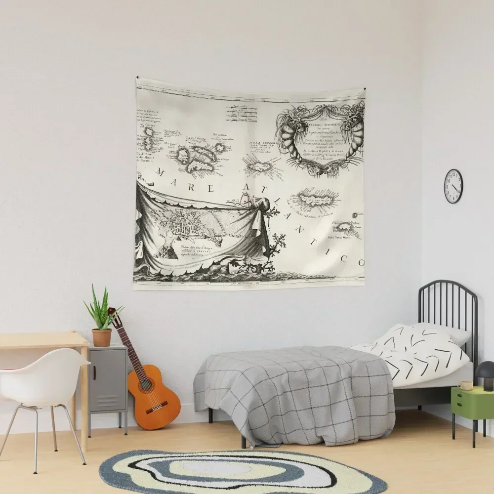 

Old Azores Islands Map (1690) Vintage Portuguese Isles Atlas Tapestry Room Decorations Aesthetic Room Decors Tapestry