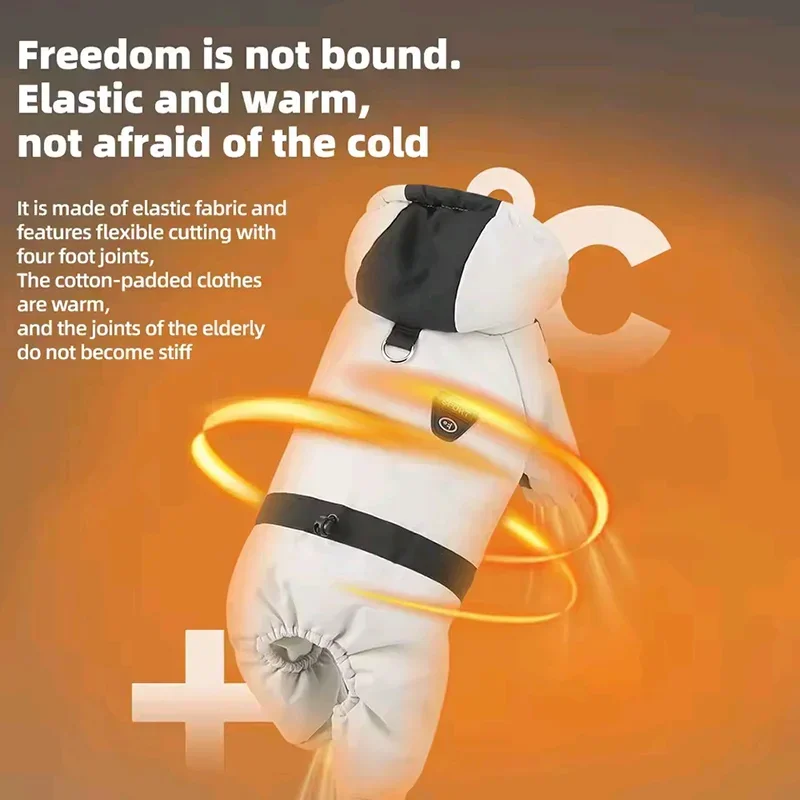 سترة قطنية دافئة بأربعة أرجل للكلاب بغطاء للرأس من الجرافين المقاوم للماء للحيوانات الأليفة، سترة مطابقة الألوان لملابس الكلاب #4