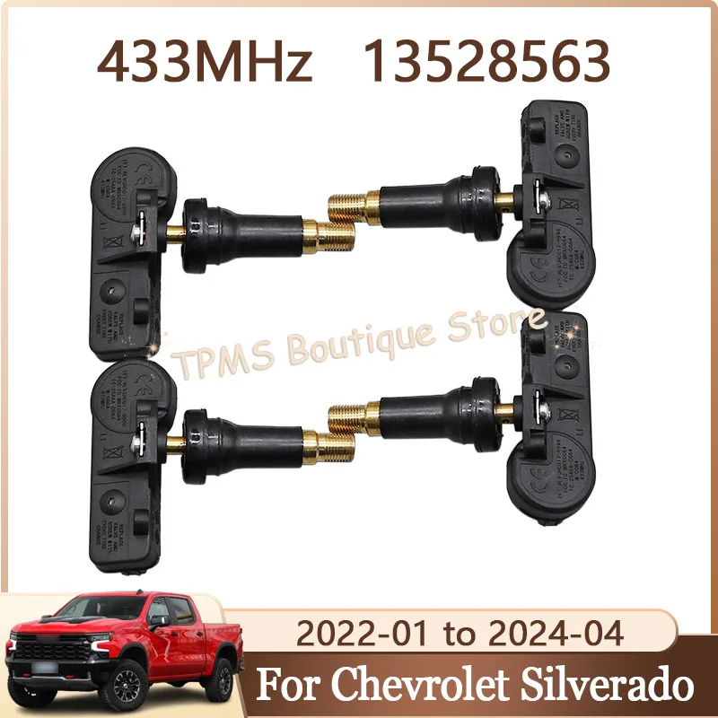

4pcs 433MHz 13528563 TPMS Sensor Tire Pressure Monitor System For Chevrolet Silverado 1500 GMC Sierra 1500