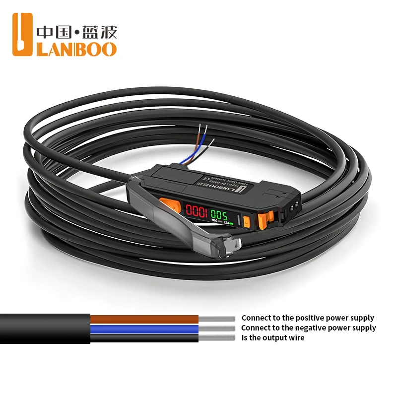 LANBOO Dual Digital Display Fiber Optic Amplifier Diffuse Fiber Optic Sensor Through-beam Fiber Optic (sold separately)