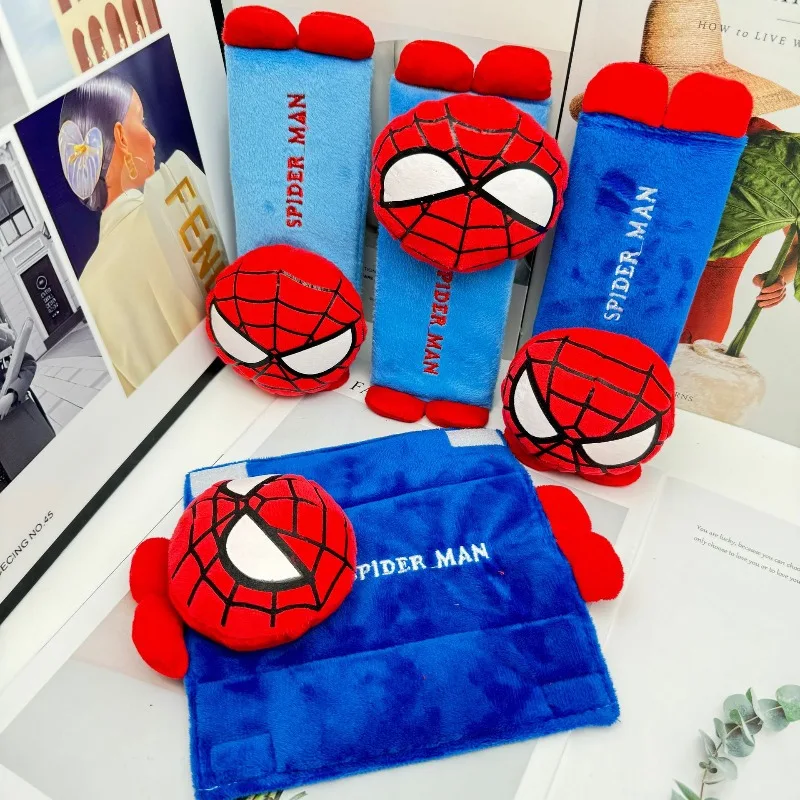 

Marvel Человек-паук автомобильный ремень безопасности наплечники милый аниме Бэтмен мягкий плюшевый наплечник украшение интерьера автомобиля подарки