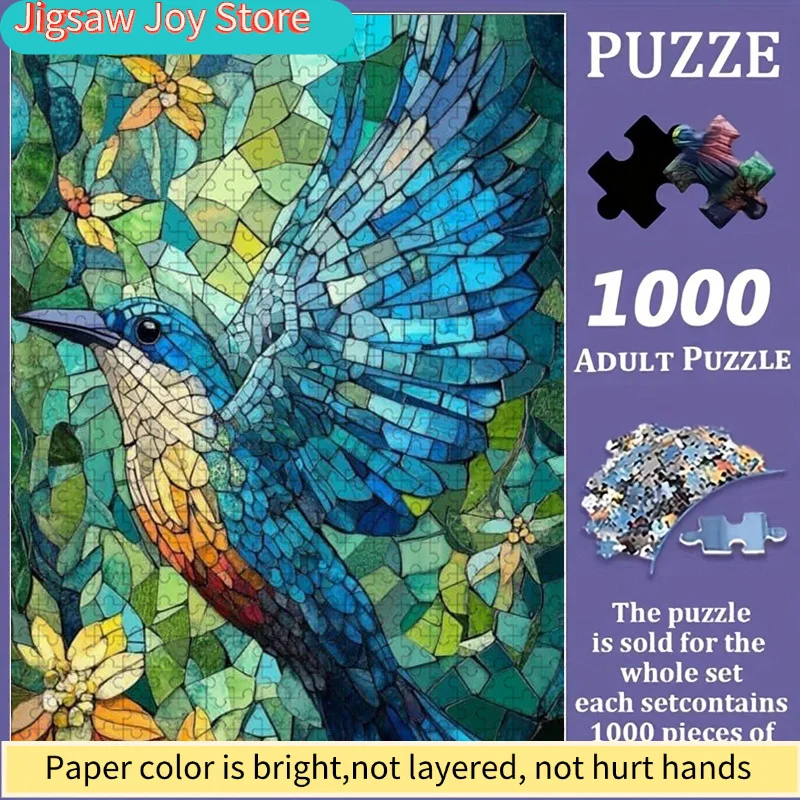 

Красочный пазл с цветами и колибри, для семейного досуга и в качестве веселого подарка, яркий абстрактный дизайн, мозаичный узор с птицами, увлекательная головоломка