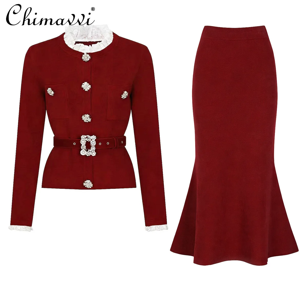 

Новинка Весна 2026: Элегантный французский модный комплект для женщин — тонкий вязаный топ и юбка-русалка с завышенной талией.