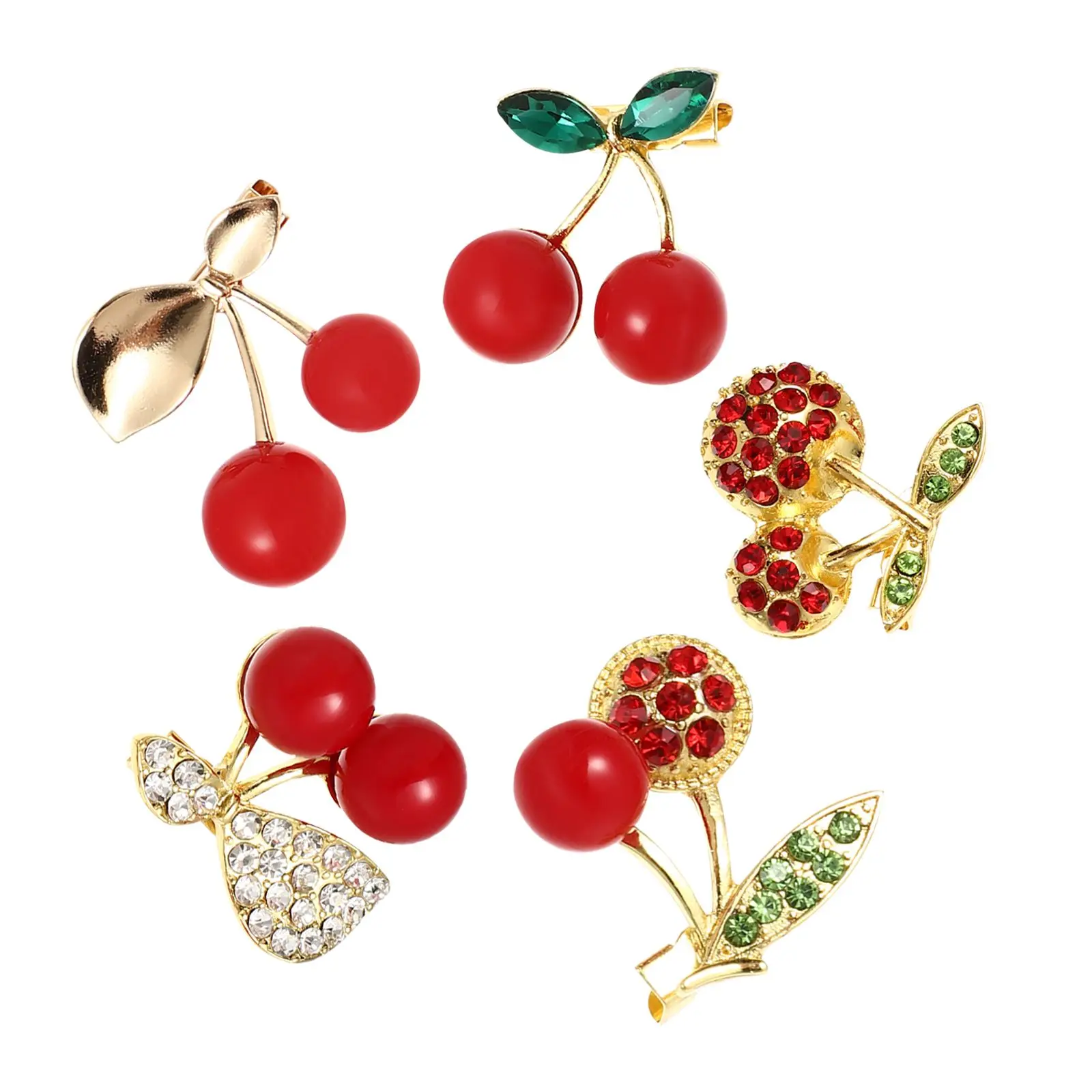 

Rhinestone Cherry Brooch Fashion Accessories Women Alloy Pins Vintage Clothing Decorative Brooch Bright Design Craftsmanship