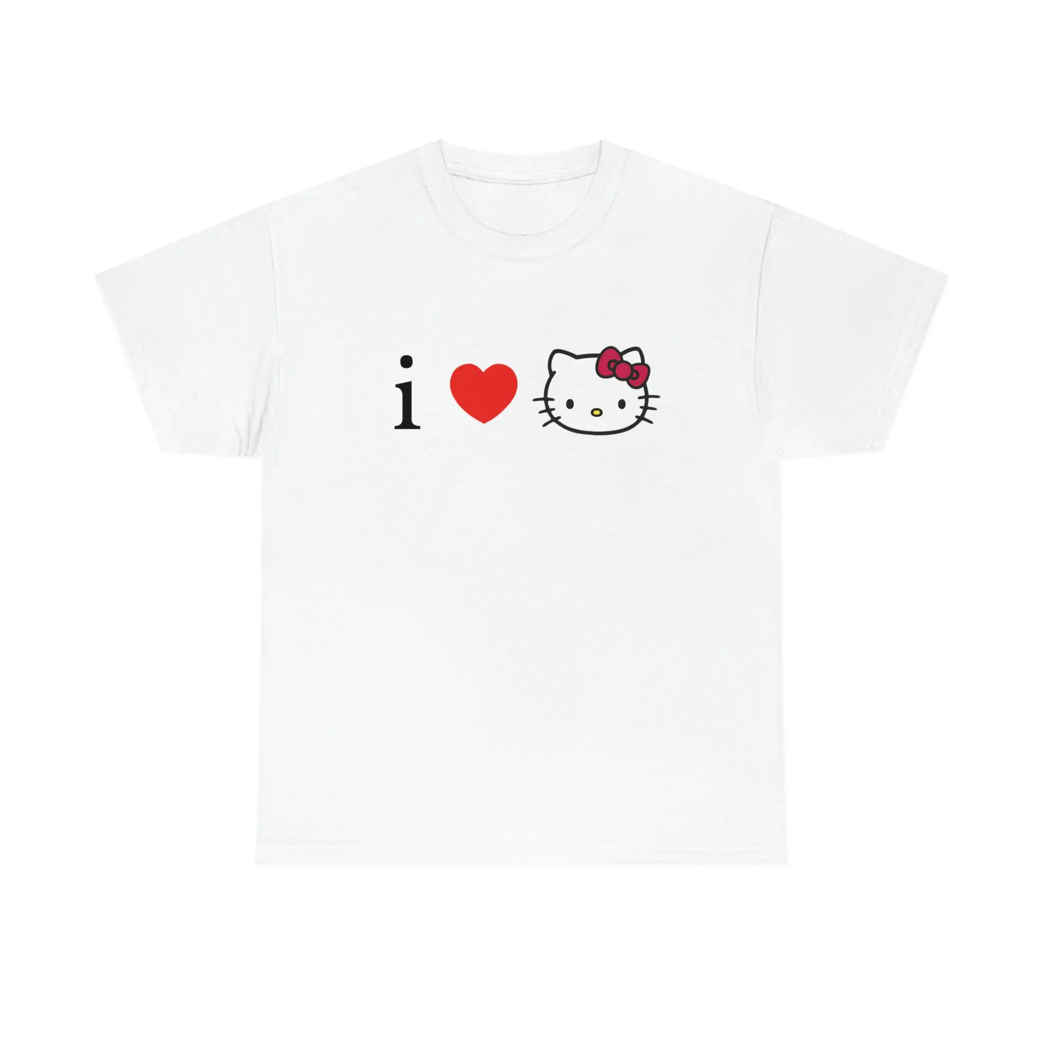 Sanrio I Love Hello Kitty T Shirt Women Cute Cartoon Heart Graphic Short Sleeve Tee Casual Loose Summer Ladies Tops