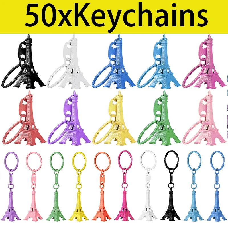 

50Pcs 3D Key Ring Maker Metal Souvenir Key Chain Keyrings Eiffel Tower Keychain Wholesale