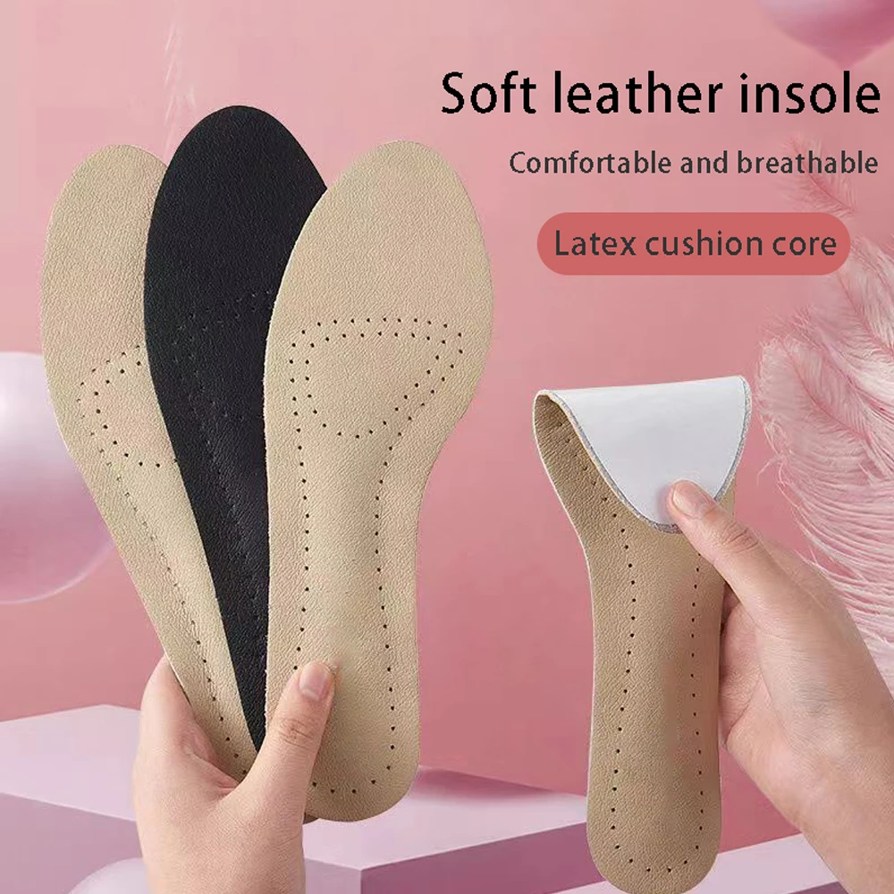 Selbstklebende Leder-Einlegesohlen für Damenschuhe, Plantarfasziitis-Schmerzlinderungseinlage, rutschfeste, atmungsaktive, stoßdämpfende Schuheinlage – Detail 1
