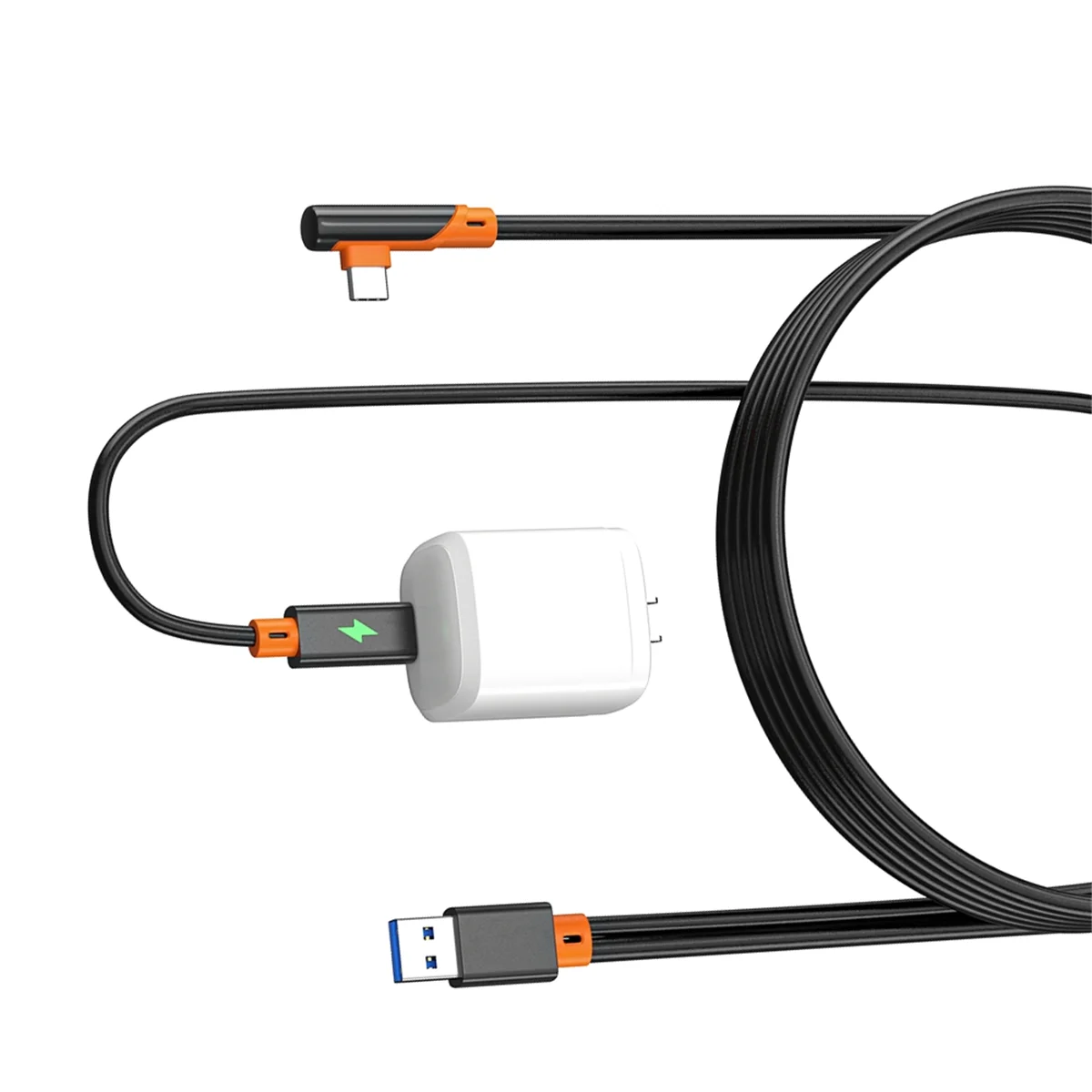 كابل توصيل ABYL USB3.2 Gen1 VR لـ Oculus Quest 1 2 3/PICO Neo 3/PICO 4 شحن سريع 9 فولت 2 أمبير 5 جيجابت في الثانية USB-C خط بث VR