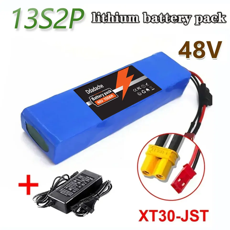 13S2P 48V 100Ah Lithium-Ionen-Akku mit 250W 350W 500W 750W 1000W BMS und einem kostenlosen 48V/54,6V-Ladegerät
