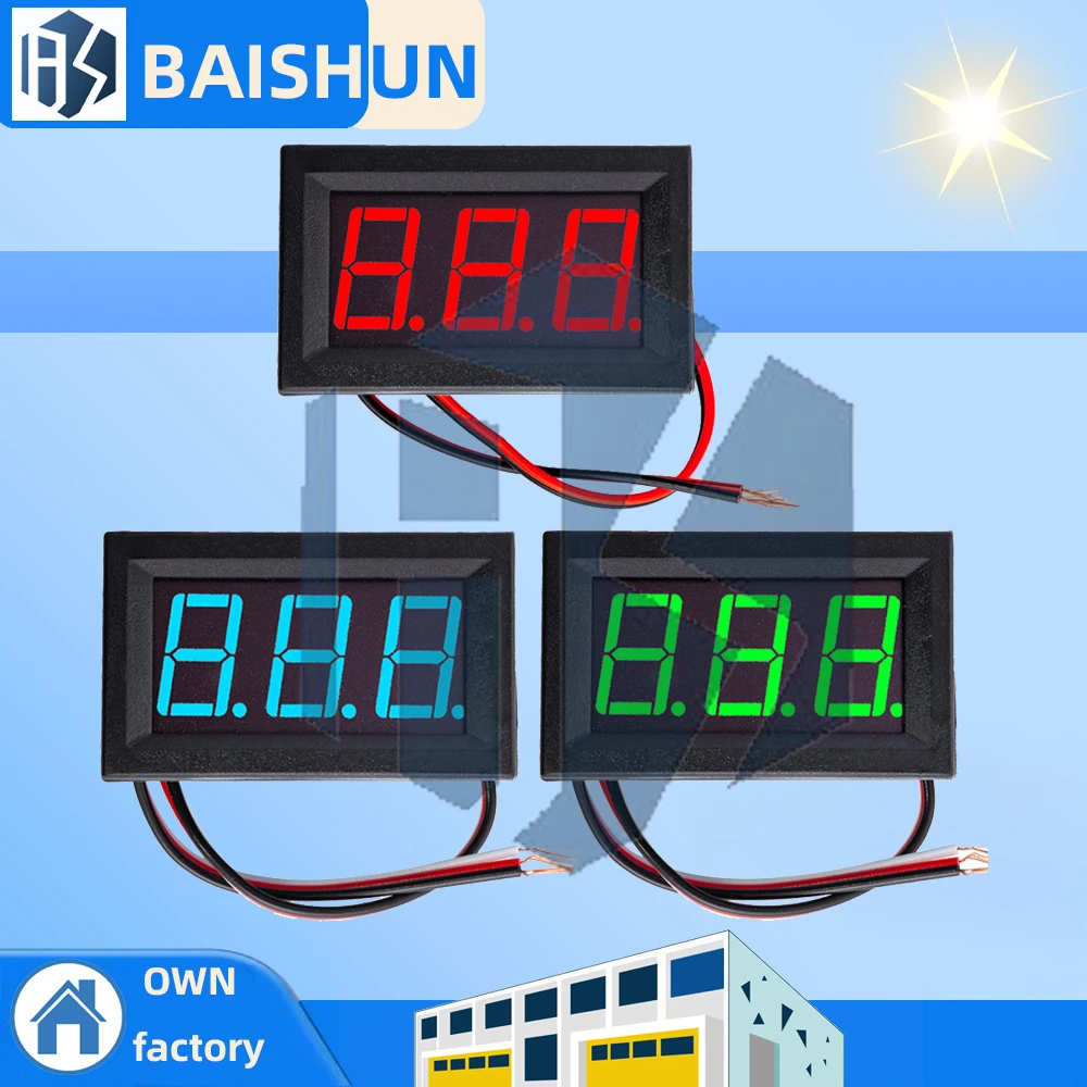 0.56 Inch Mini RGB LED Display Panel Voltage Meter – 3-Digit DC Voltmeter for Home Use (4.5V-30V, 2/3 Wires)