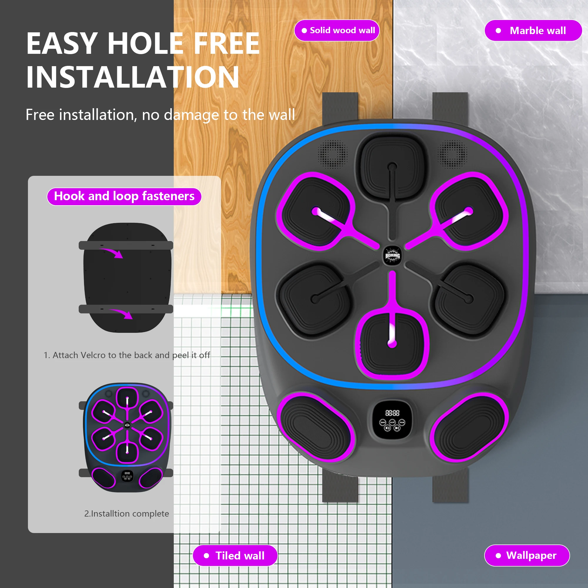 OEM نمط جديد الموسيقى الذكية الملاكمة الهدف دائم أجهزة لياقة بدنية الدمية اللكم حقيبة الموسيقى آلة الملاكمة للبالغين #4