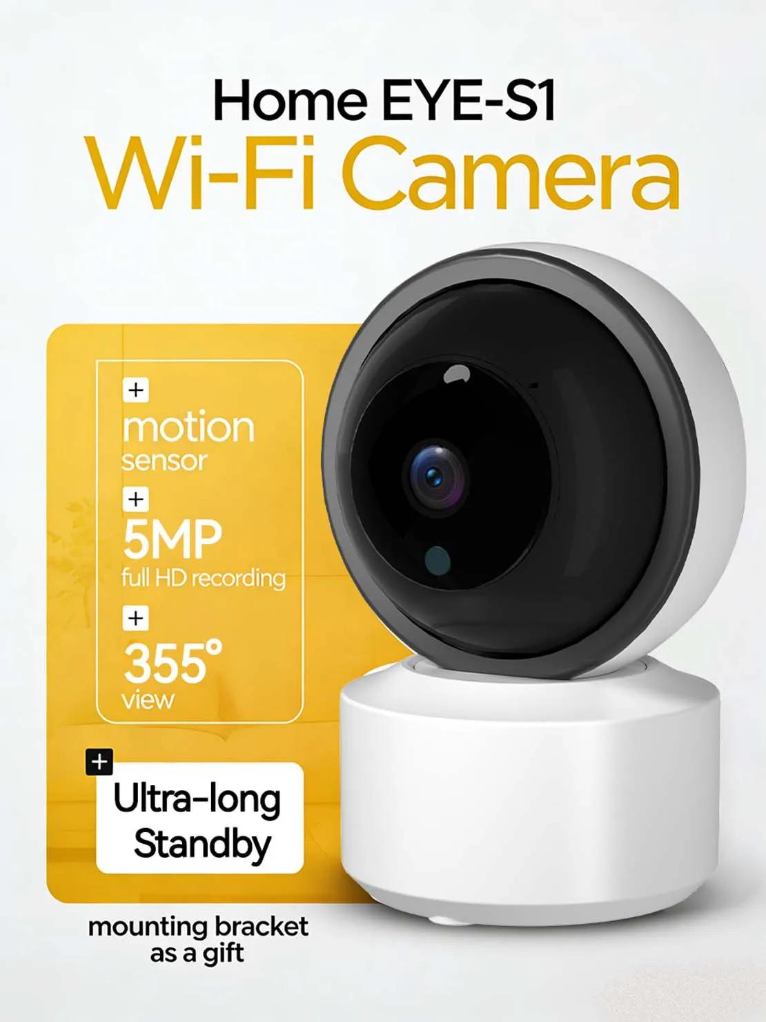 

5 МП Wi-Fi камера для домашней безопасности 2K HD, видеоняня с двусторонней аудиосвязью, обнаружением движения, простой настройкой, четким изображением днем и ночью