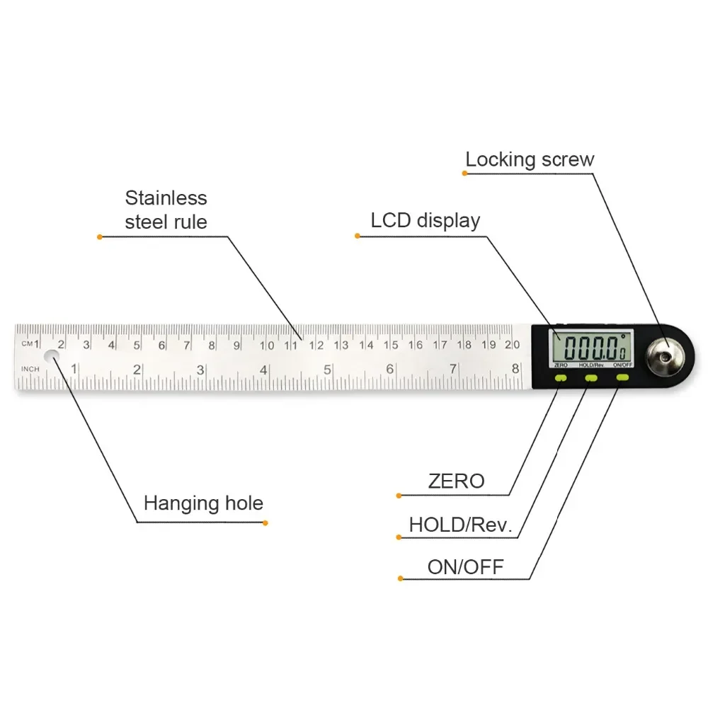 200mm /300 mm Digital Meter Angle Inclinometer Angle Digital Ruler Electron Goniometer Protractor Angle Finder