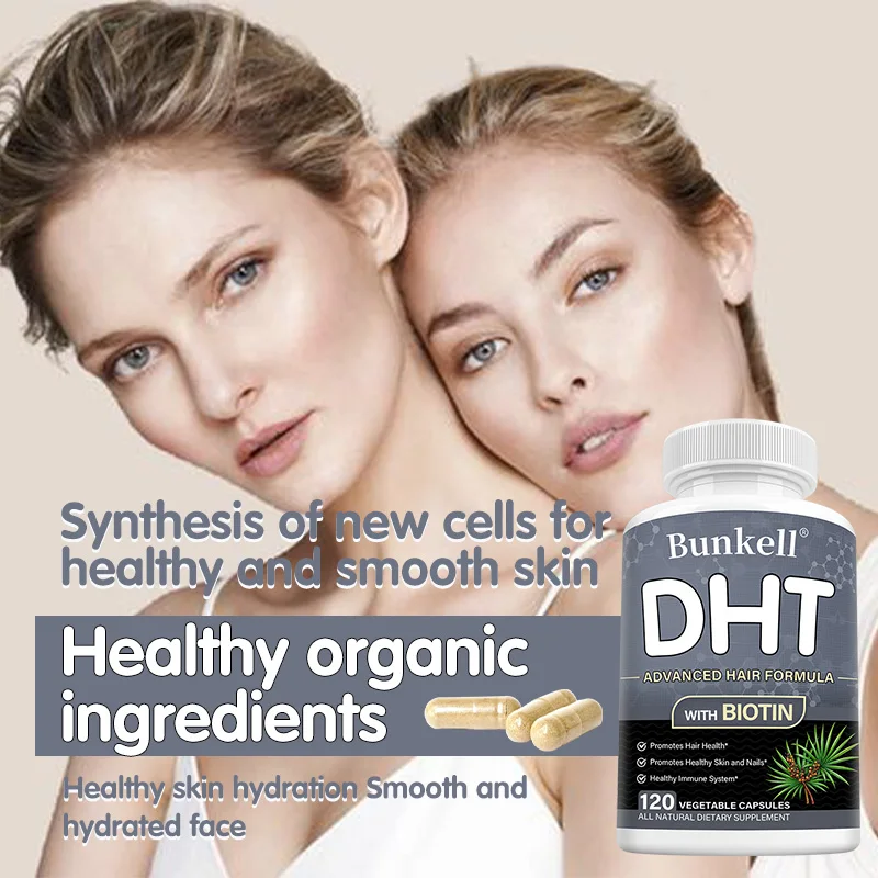 Cápsulas Bloqueadoras de DHT - Saw Palmetto y Biotina, Anticaída del Cabello, Engrosamiento del Cabello, Reparación de Folículos, Suplemento para la Salud del Cuero Cabelludo