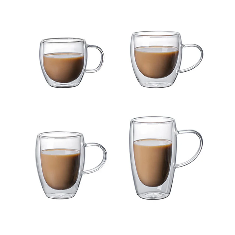 

2pcs 150ml 250ml Clear Coffee Mug Double Wall High Borosilicate Glass Cup Insulated Juice Milk Tea Water Cup