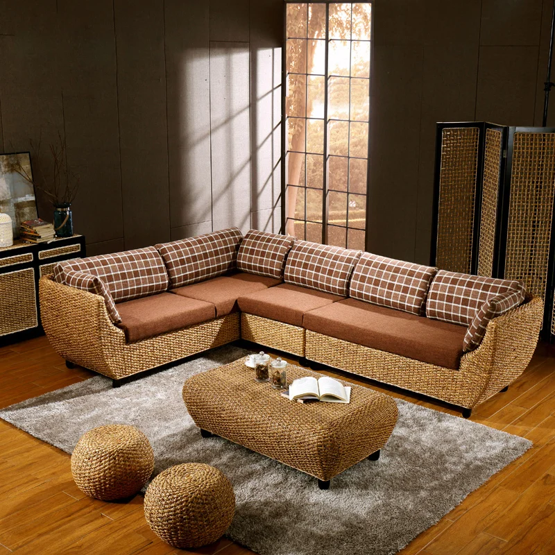 Vine chair, rattan sofa, rattan art corner sofa combination, 5-piece set