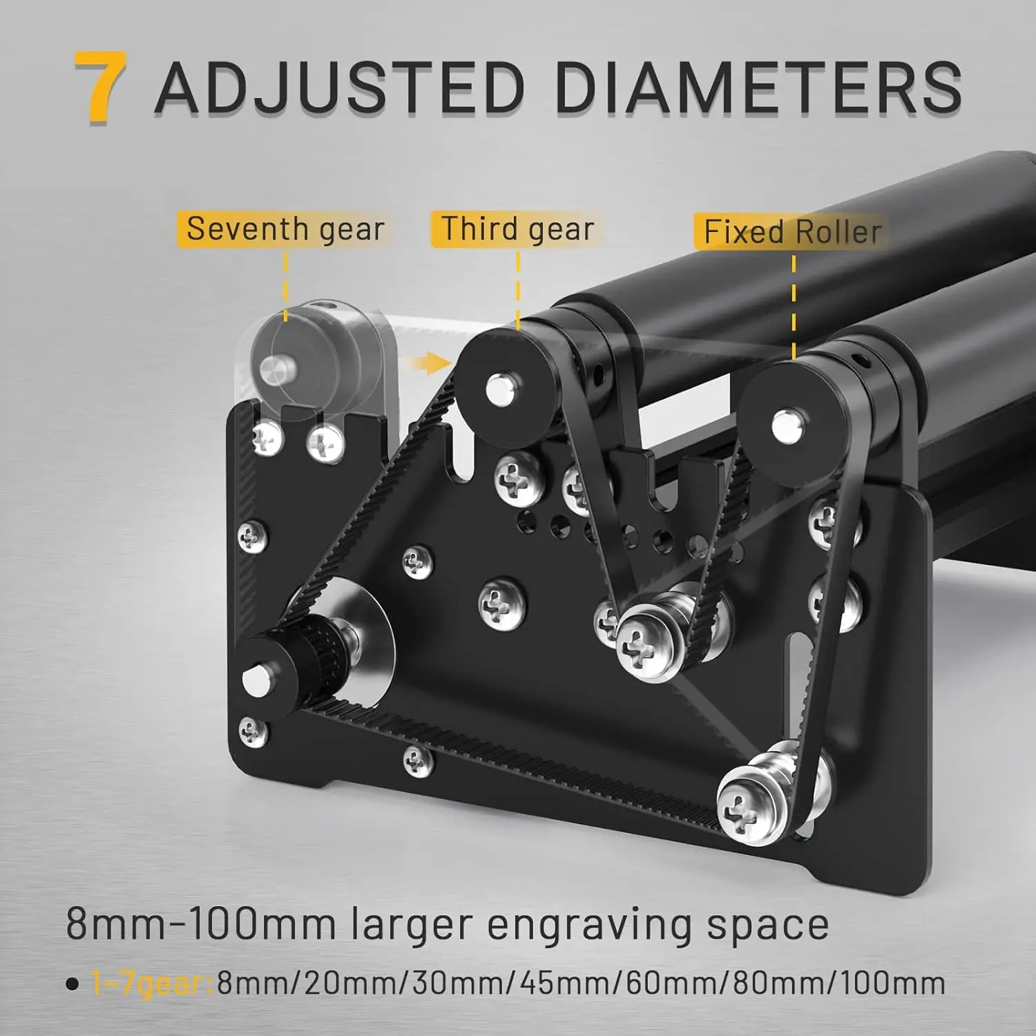 ORTUR Laser-Rotationswalze, 360° °   Lasergravierer, Y-Achsen-Rotationsmodul zum Gravieren zylindrischer Gegenstände, Dosen, 7 Einstelldurchmesser