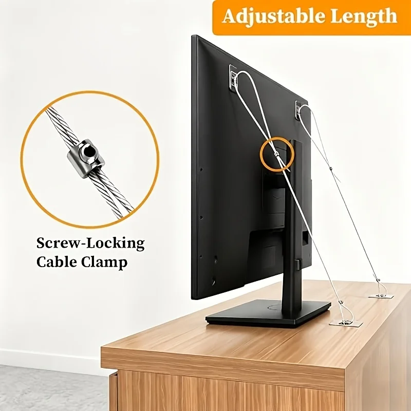 2pcs sets Anti-Tip TV Safety Strap Premium Adjustable Anti-Tip Furniture Fastening Kit Secure Easy Install