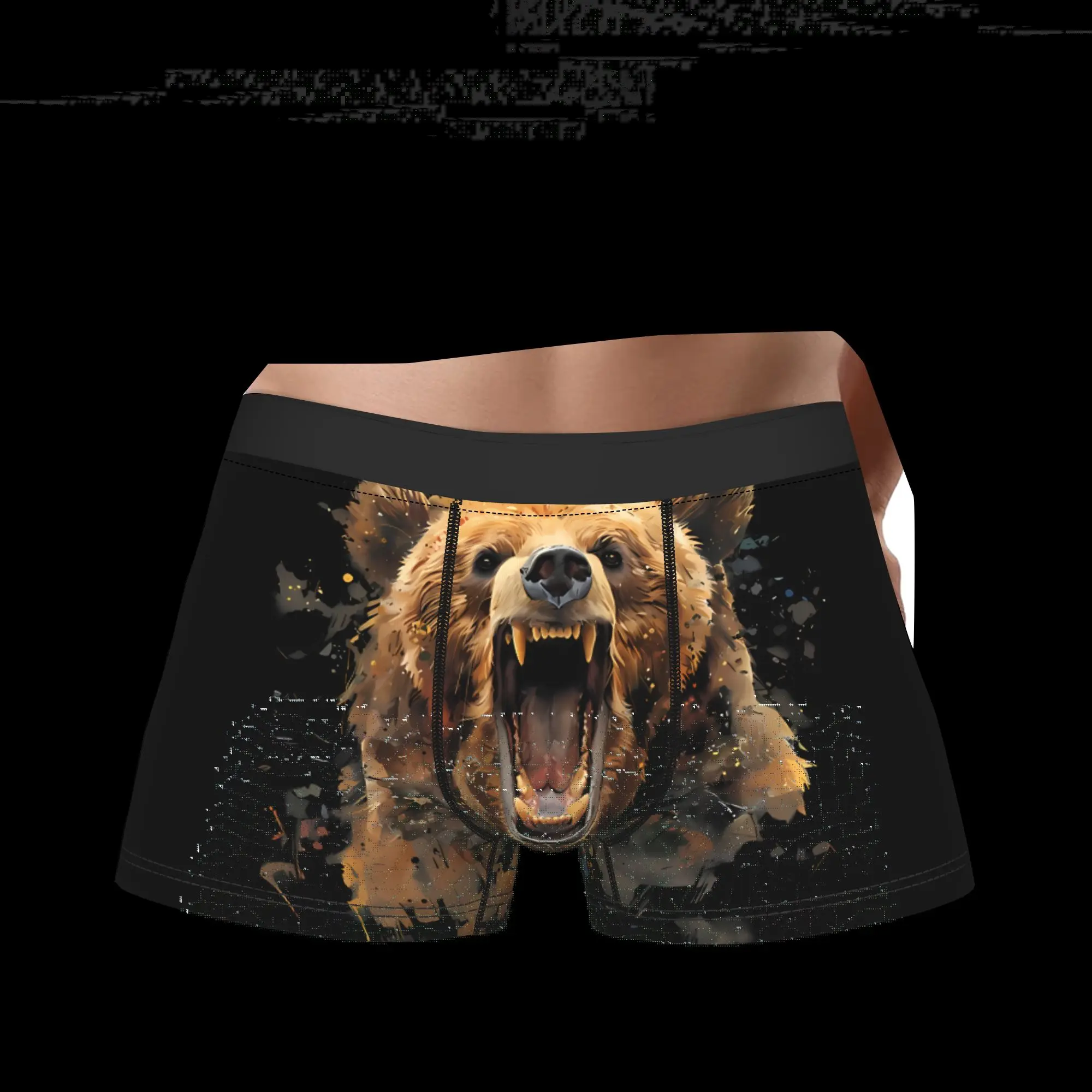 

Brown Bear Roars Underwear Man Polyester Boxer Briefs Underpants Printed