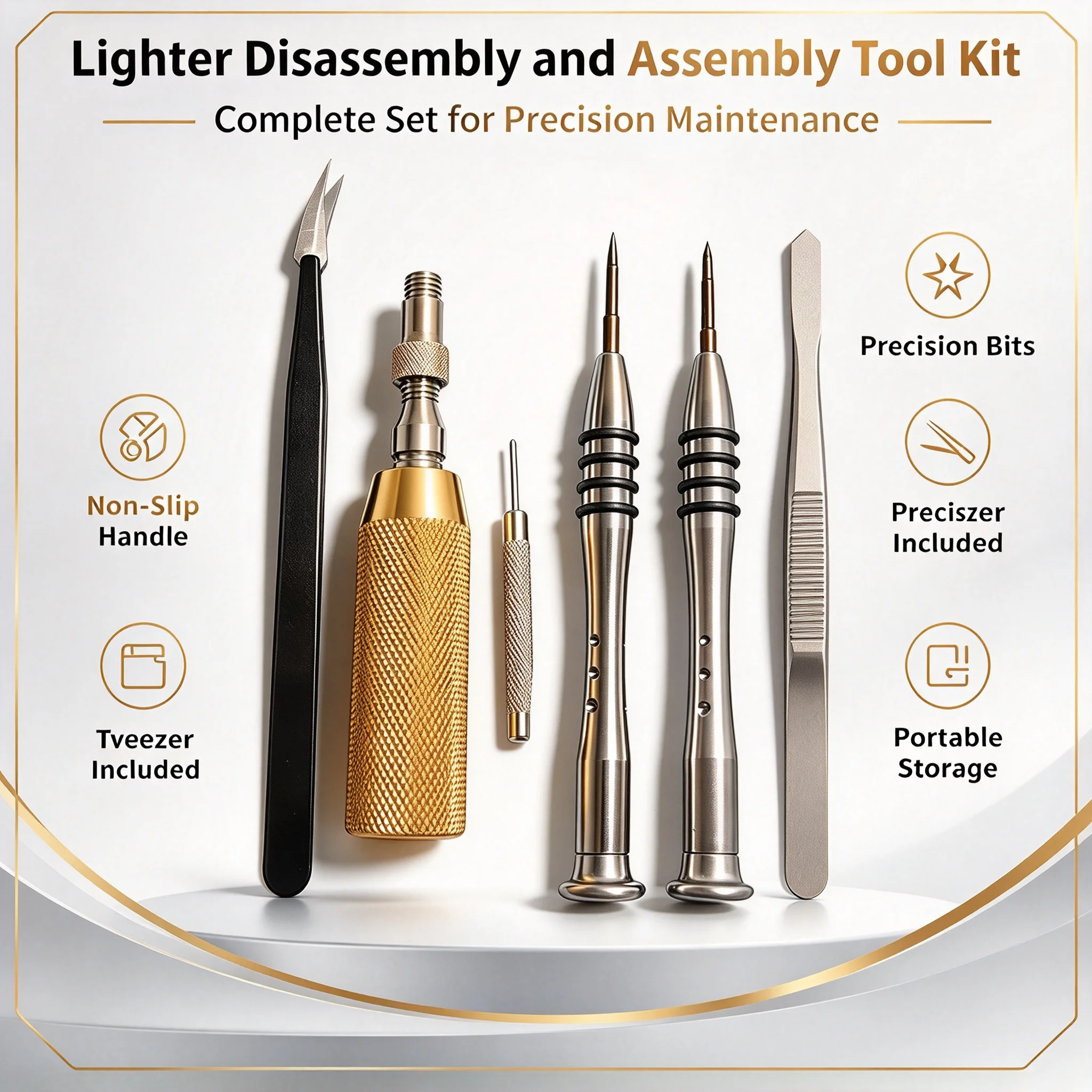 Lighter Repair Tool Kit for Dupont L2, Professional Gas Valve Disassembly & Seal Replacement Set, Screwdriver Tweezers