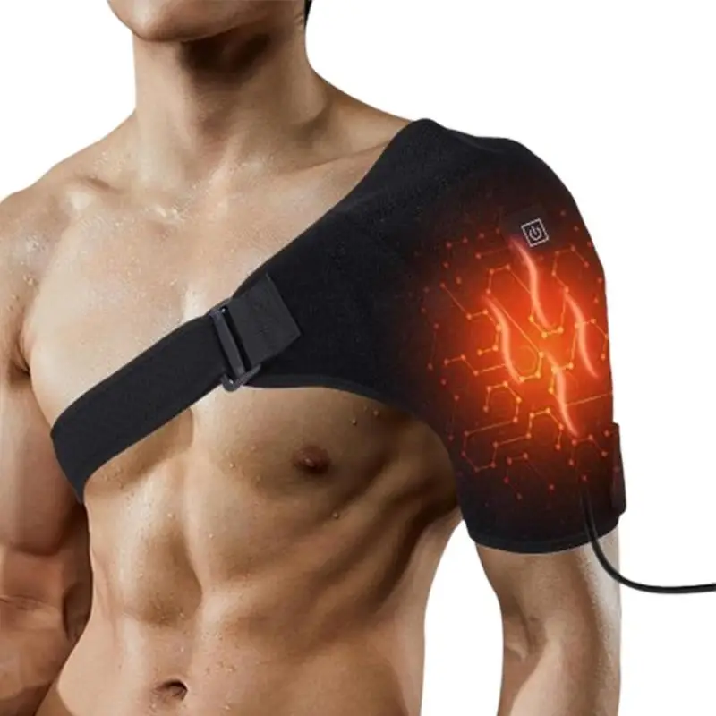 Shoulder Brace With Heat 3 Adjustable Heat USB Plug-in Electric Shoulder Massager Heating Pad Shoulder Wrap For Women Men Mom