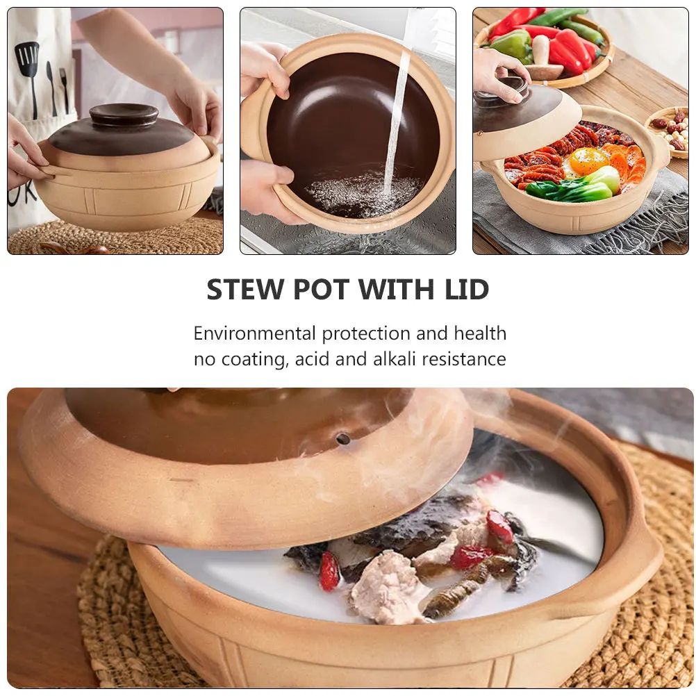 

1Pcs High Quality Ceramic Casserole Stew Pot Multi Function Soup Pot for Household Cooking Household Casserole