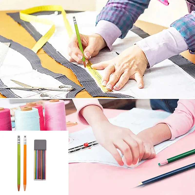

[YU]1Set Tailors Sewing Marker Pencil 12 Colors Refiils Reusable Replaceable Pen Core DIY Craft Sewing Accessories