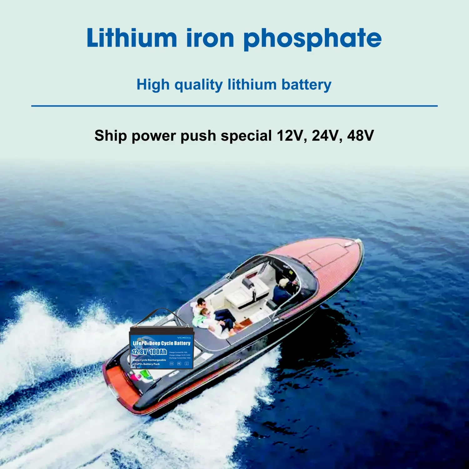 VEMDIA Portable 12V 100Ah LiFePO4 Battery for Golf Cart Boat Off-Road Off-grid Solar Storage