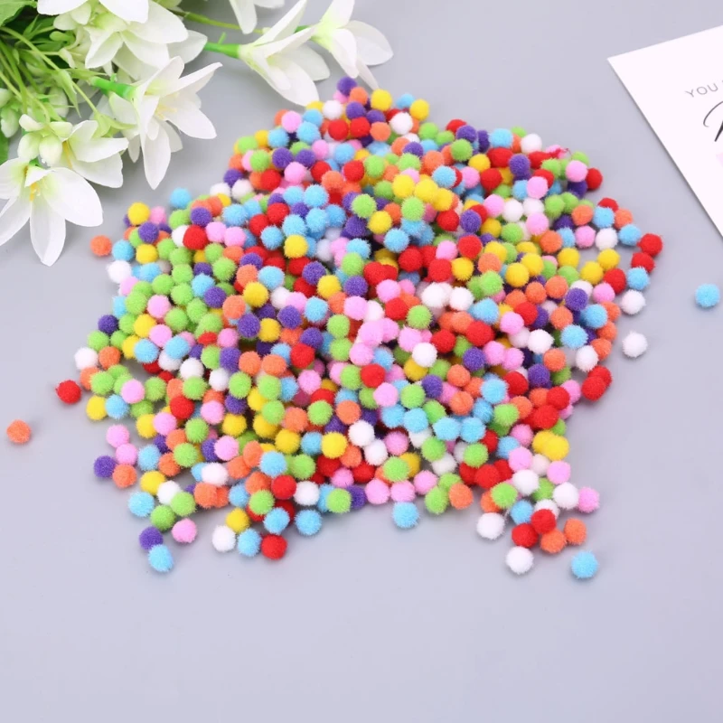 

1000Pcs Soft Round Fluffy Craft PomPoms Ball Mixed Color Pom Poms 10mm DIY Craft