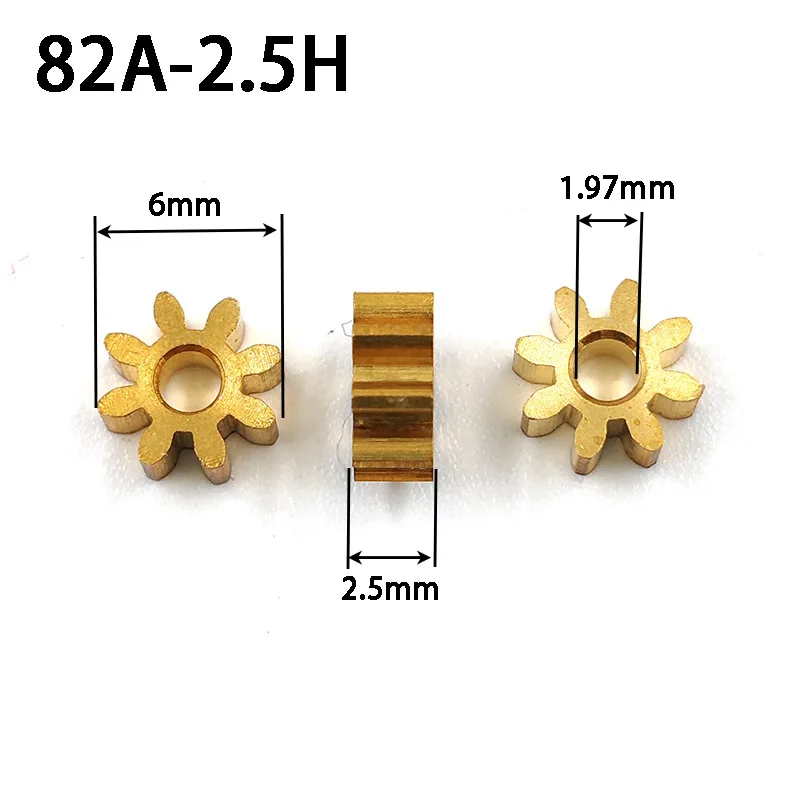 82A 0.6M 8T Copper Pinion 6mm Diameter 2.5mm Width 8 Teeth Thin Metal Gear