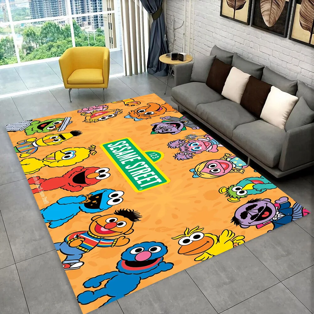 

S-Sesame Street TV Cute Cartoon Carpet Rug for Bedroom Living Room Sofa Home Doormat Home Decor,Area Rug Non-slip Floor Mat Gift